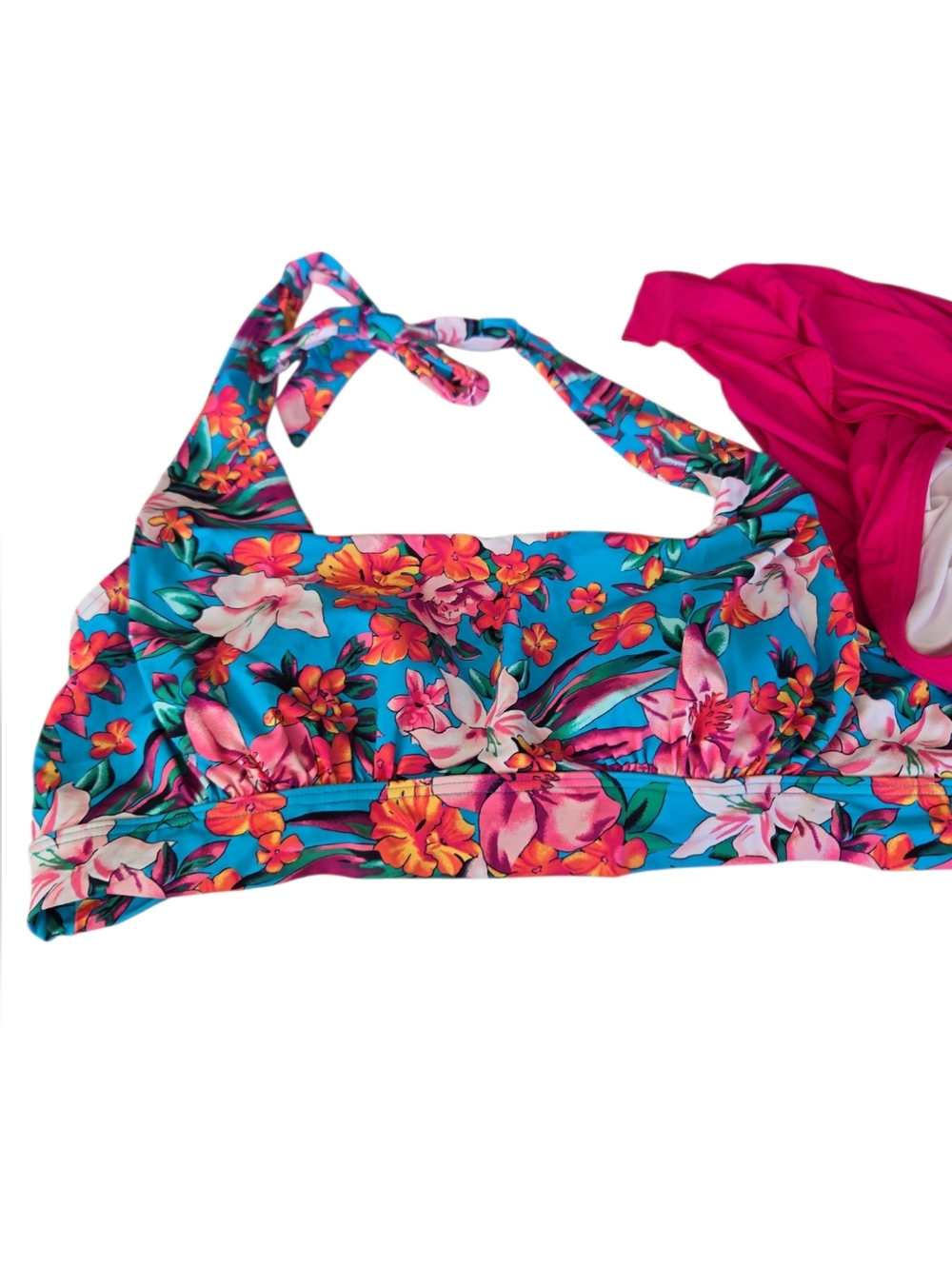 Lands’ End Tropical Floral Tankini Set Skirted Swim Bottom Size L 14 16